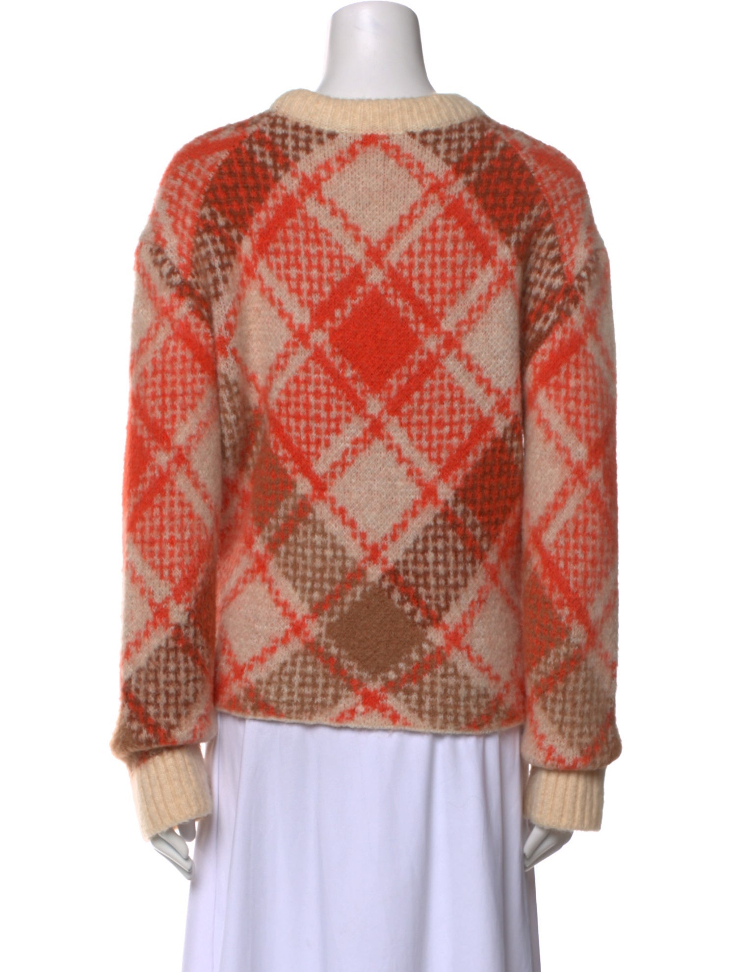 Maje Plaid Print Crew Neck Sweater